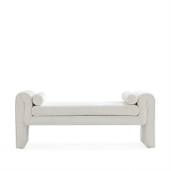 Manhattan Comfort Concord Bench with Solid Wood Frame in Ivory