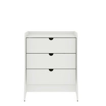 Manhattan Comfort Coney Mid-Century Modern 3-Drawer Dresser in White