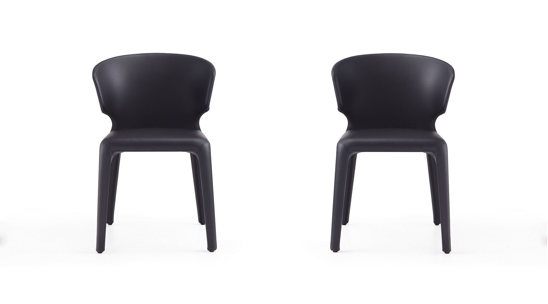 Set of 2 Black Faux Leather Upholstered Dining Chairs