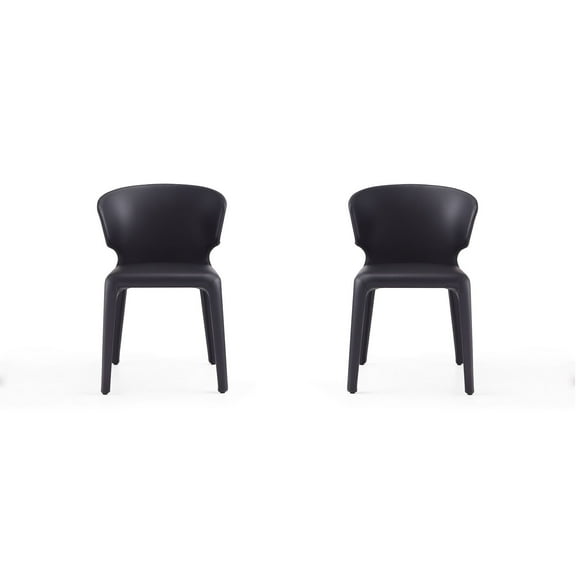 Manhattan Comfort Conrad 17.3" Faux Leather Dining Chair in Black (Set of 2)