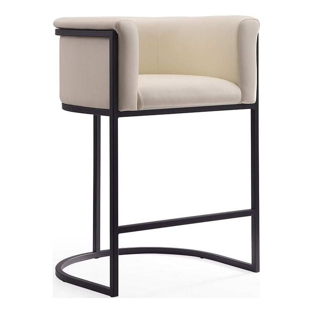 Cream Faux Leather and Metal Modern Counter Stool