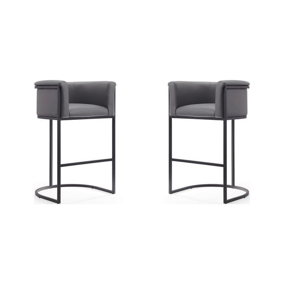 Manhattan Comfort Cosmopolitan 29.5" Faux Leather Barstool in Gray (Set of 2)