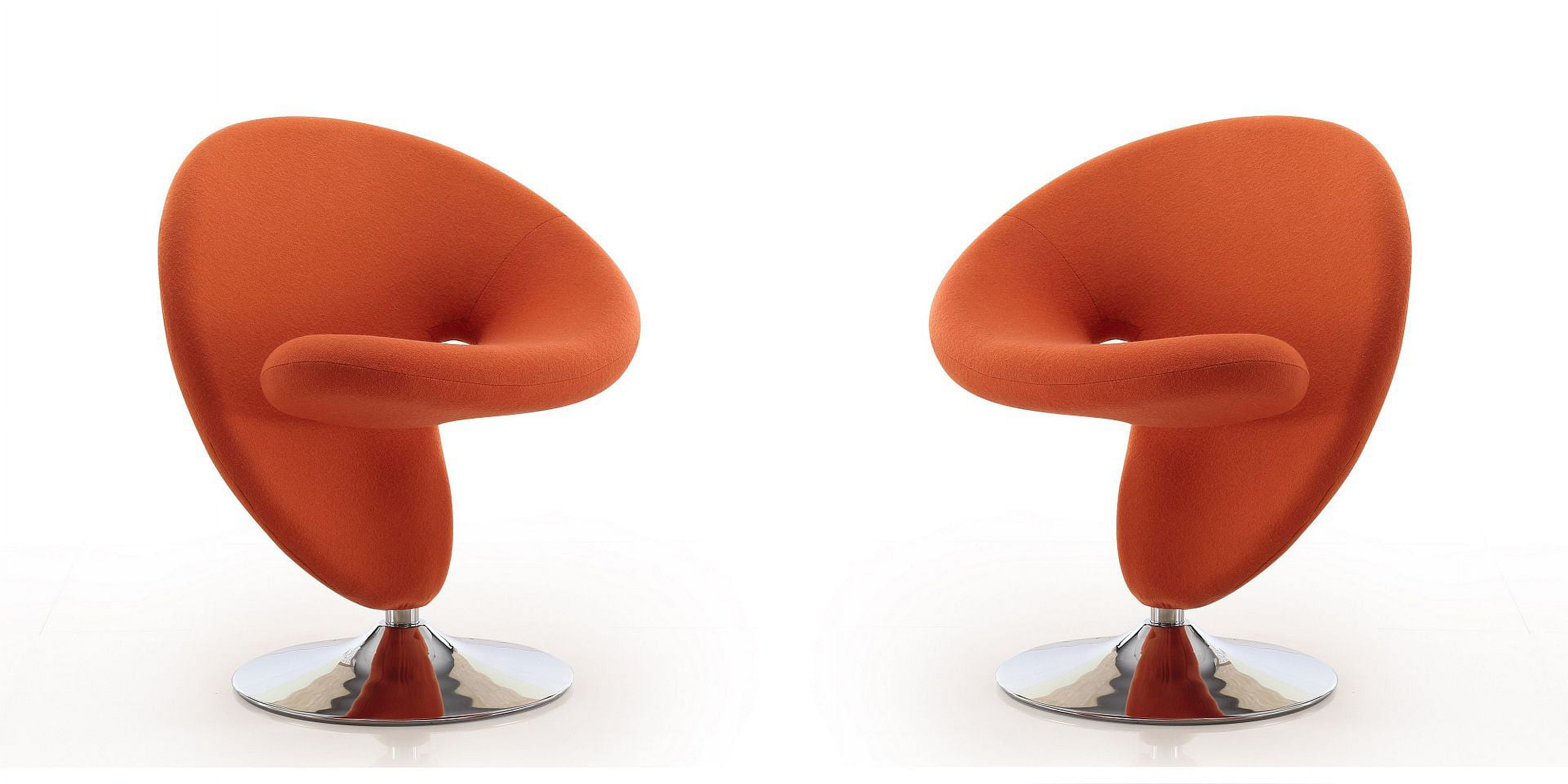 Curl Orange Wool and Metal Swivel Accent Chair