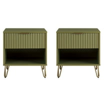 Manhattan Comfort DUMBO 1.0 Nightstand in Olive Green - Engineered Wood-Set of 2