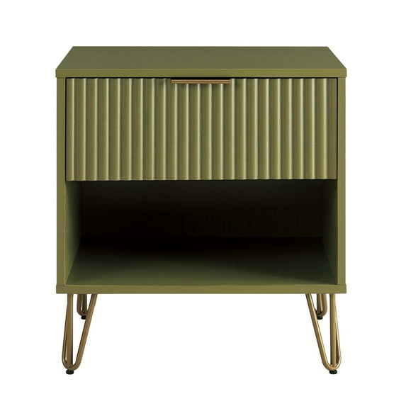 Manhattan Comfort DUMBO 1.0 Nightstand made from Engineered Wood - Olive Green