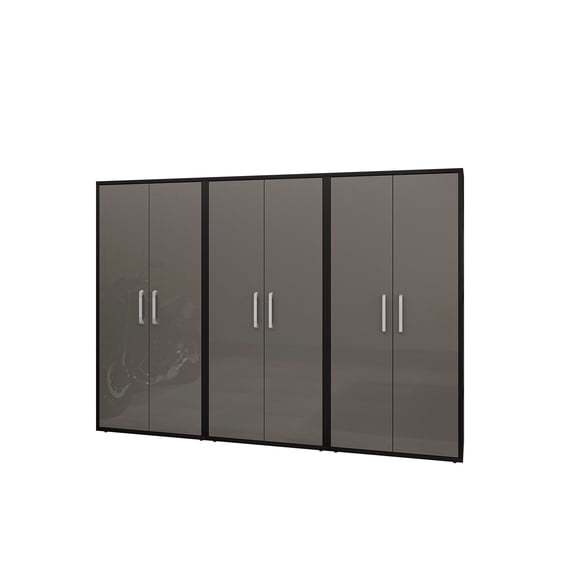 Manhattan Comfort Eiffel 3-Piece Engineered Wood Storage Cabinets in Gray