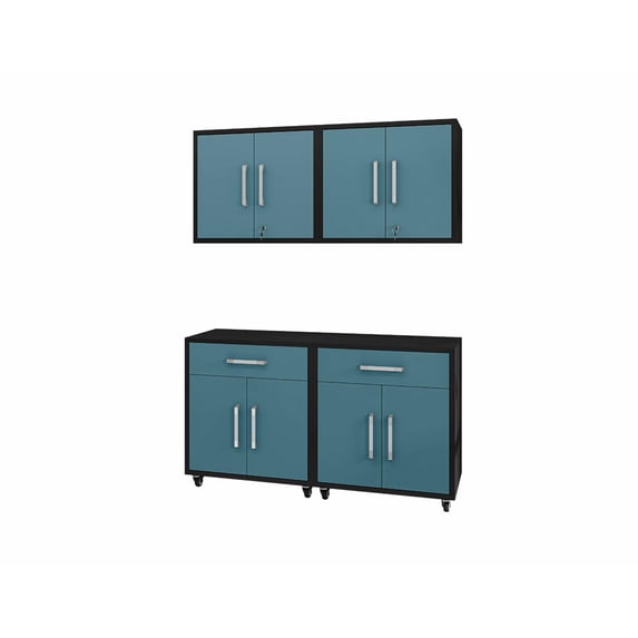 Manhattan Comfort Eiffel 4-Piece Engineered Wood Garage Storage Set in Blue