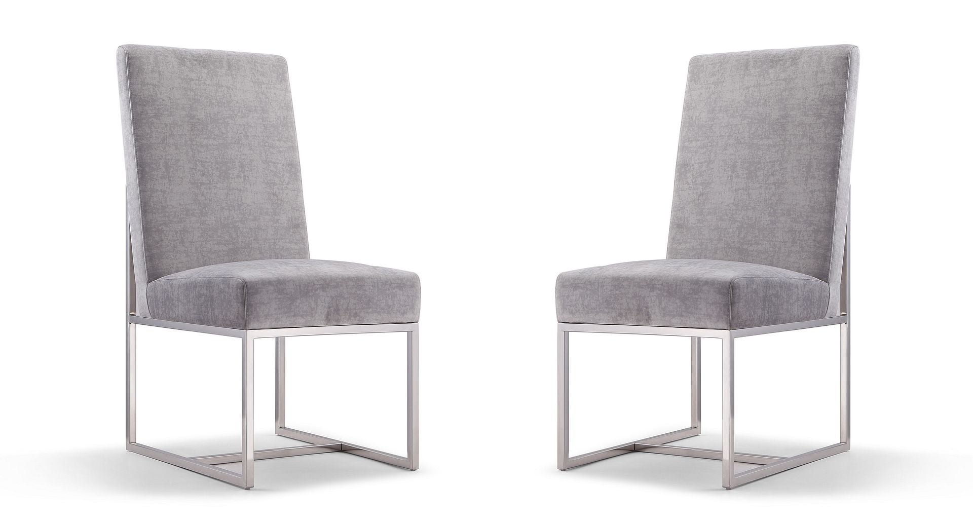 Gray Velvet Upholstered High-Back Arm Chair with Metal Frame