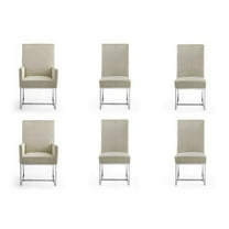 Manhattan Comfort Element 18.9" Velvet Dining Chair in Off White (Set of 6)