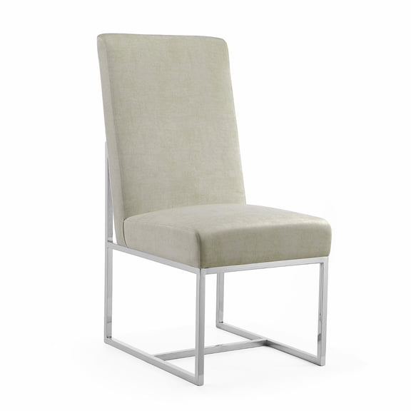 Manhattan Comfort Element 18.9" Velvet Dining Chair in Off White
