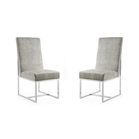 Manhattan Comfort Element 18.9" Velvet Dining Chair in Steel Gray (Set of 2)