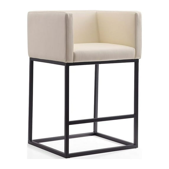 Manhattan Comfort Embassy 25" Faux Leather Counter Stool in Cream