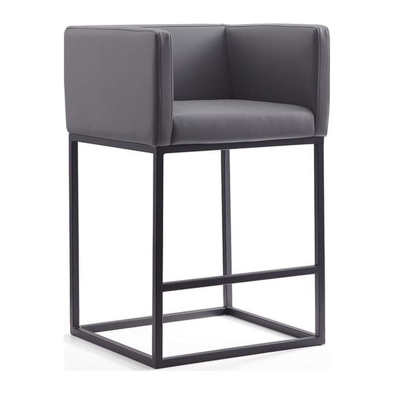 Manhattan Comfort Embassy 25" Faux Leather Counter Stool in Gray
