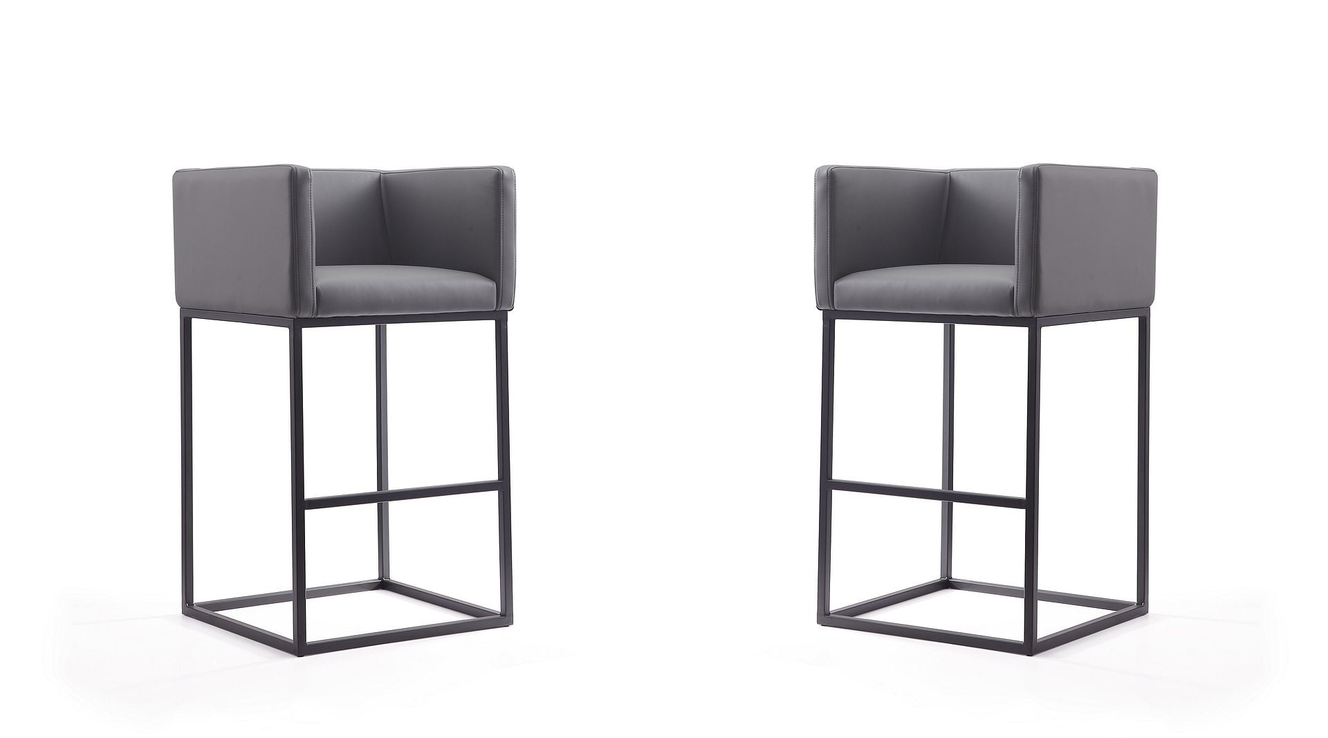 Embassy Geometric Silhouette Faux Leather Barstool, Grey and Black