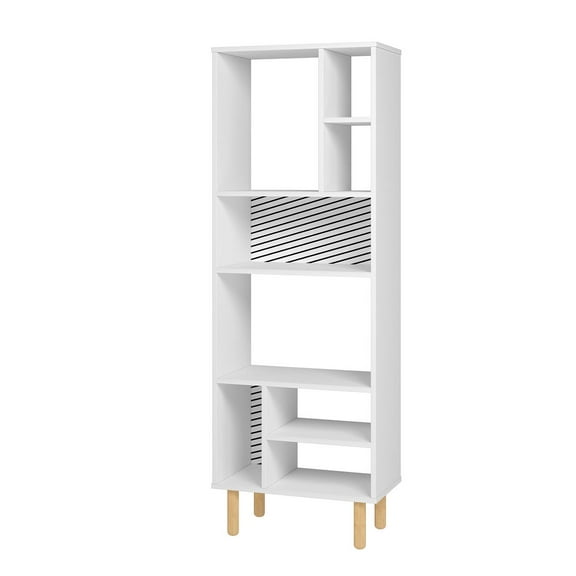 Manhattan Comfort Essex 8 Shelves Engineered Wood Bookcase in White/Zebra