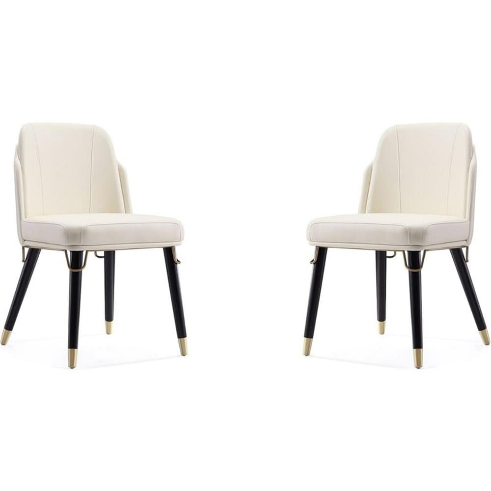 Estelle Cream and Black Faux Leather Upholstered Side Chair