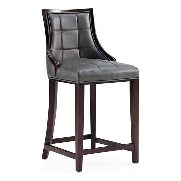 Manhattan Comfort Fifth 26" Faux Leather Counter Stool in Pebble
