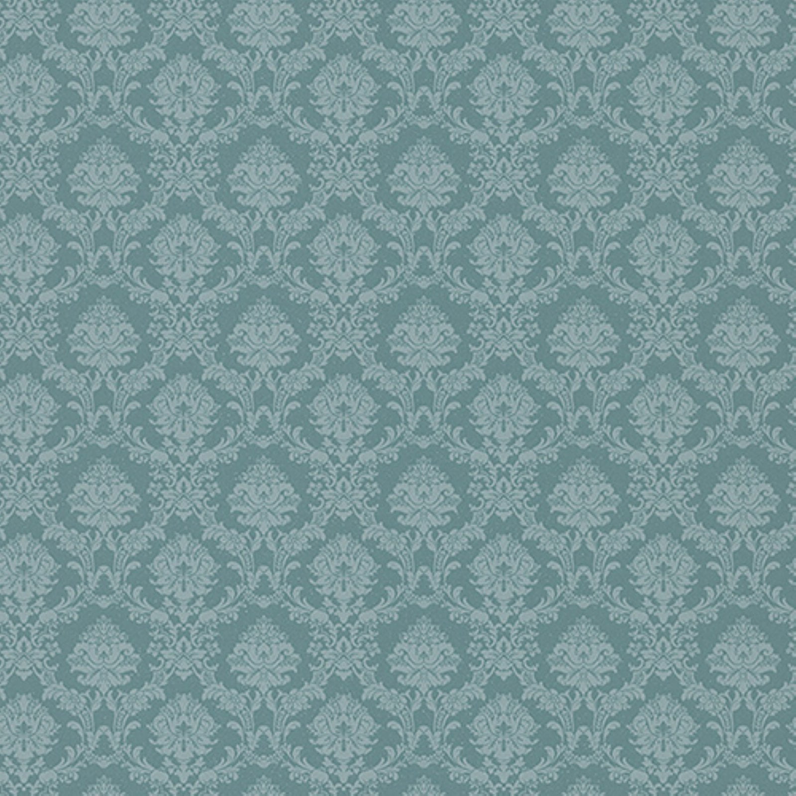 Teal Blue Solid Vinyl Mini Damask Wallpaper