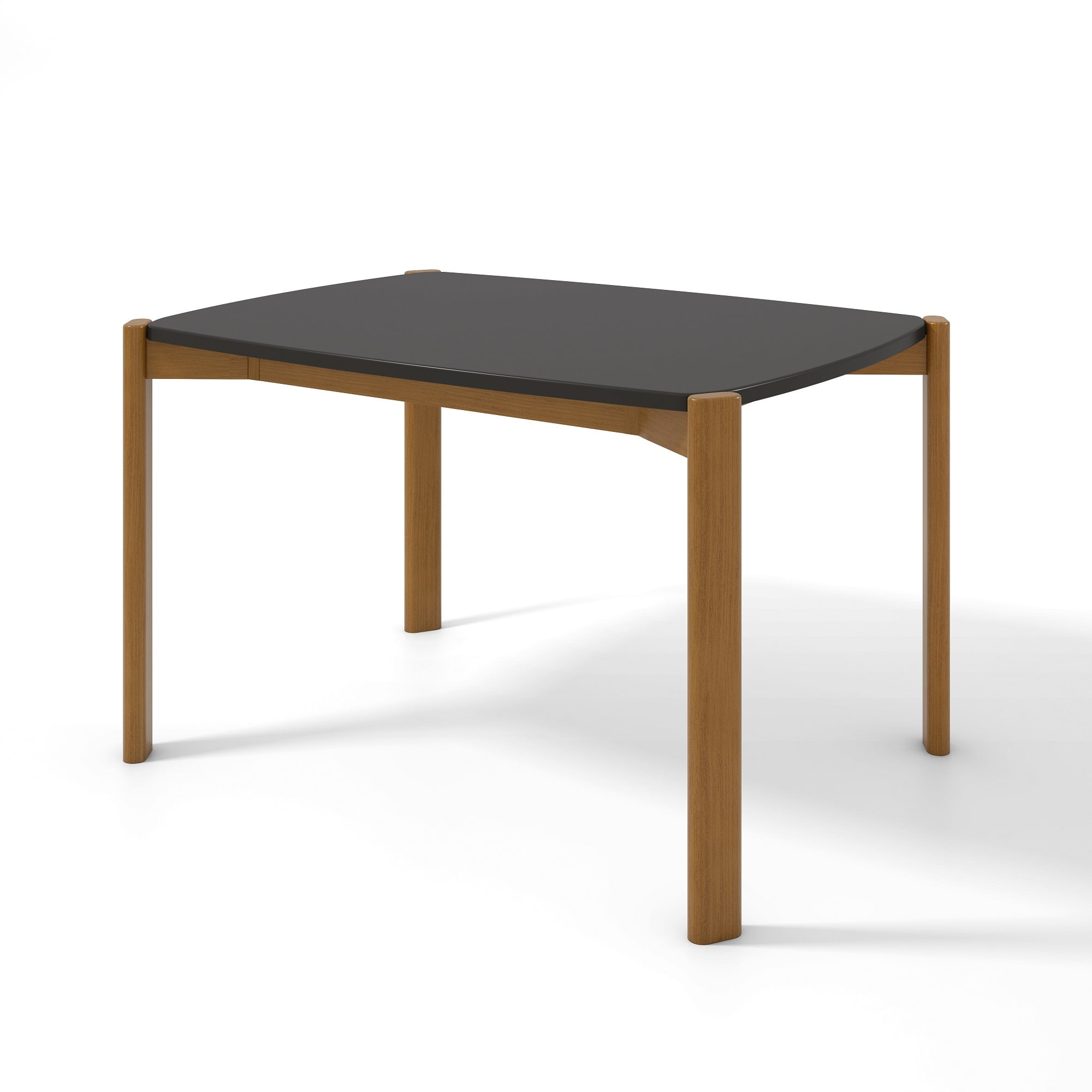 Matte Black MDF and Eucalyptus Wood Dining Table
