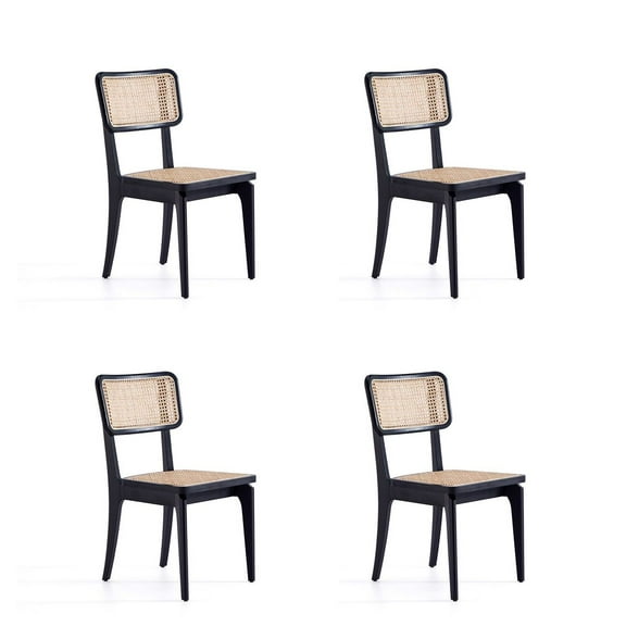Manhattan Comfort Giverny 17.32" Wood Dining Chair in Black (Set of 4)
