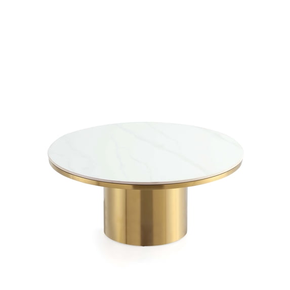 Manhattan Comfort Glenn Modern Coffee Table with Stainless Steel Base in Gold