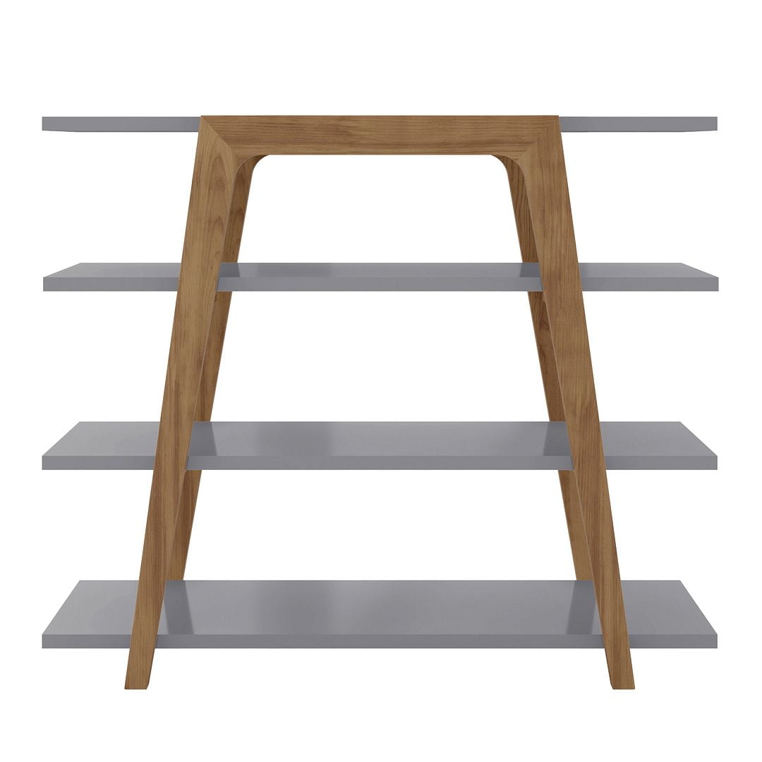 Manhattan Comfort Gowanus Geometric 47.24 Modern Ladder Bookcase with 4 Shelves in Grey