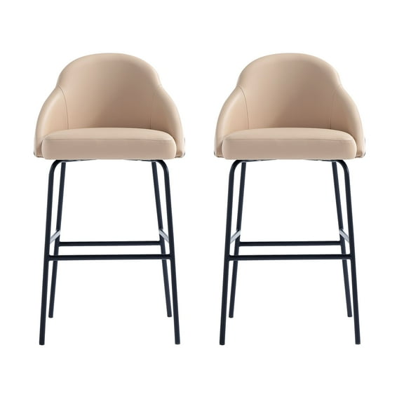 Gracie Tan and Black Leatherette Barstool with Steel Legs - Set of 2