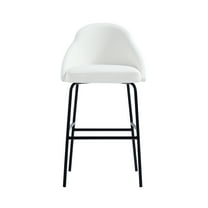Gracie White and Black Leatherette Barstool with Steel Legs