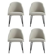 Gracie Stone and Black Leatherette Dining Chair with Steel Legs - Set of 4