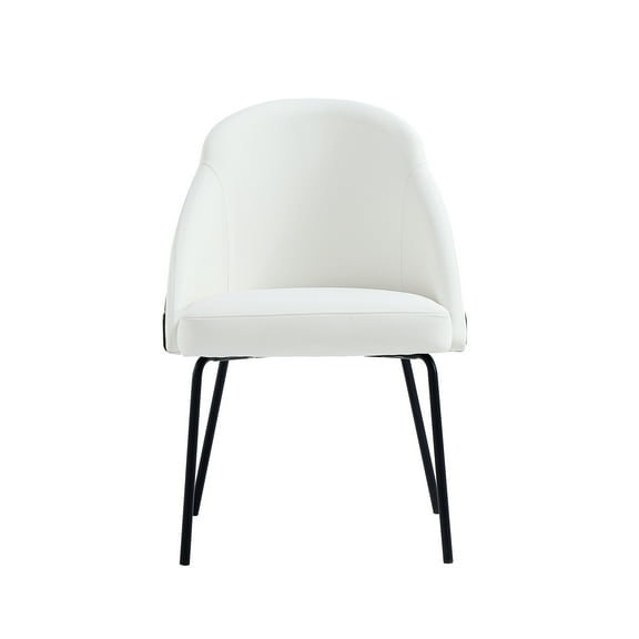 Gracie White and Black Leatherette Dining Chair with Steel Legs