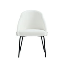 Gracie White and Black Leatherette Dining Chair with Steel Legs