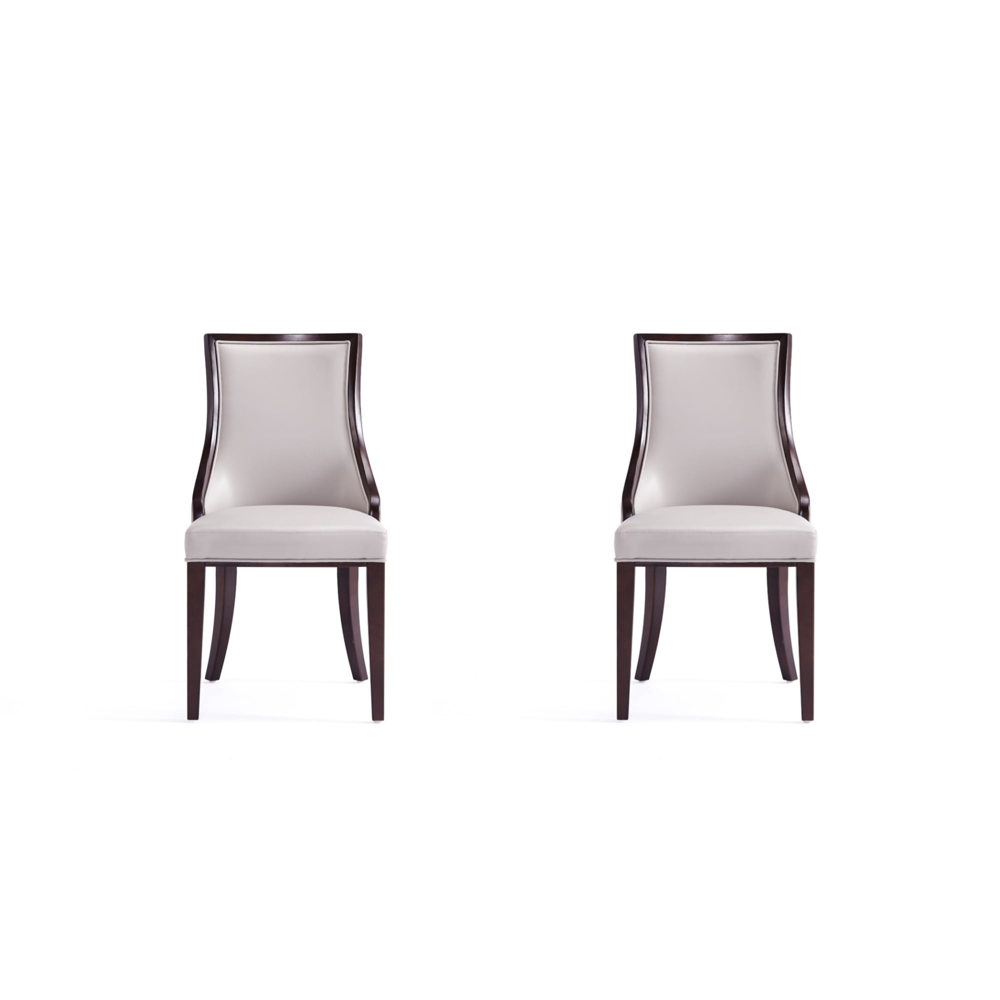 Elegant Light Gray Faux Leather Upholstered Side Chair with Wood Frame