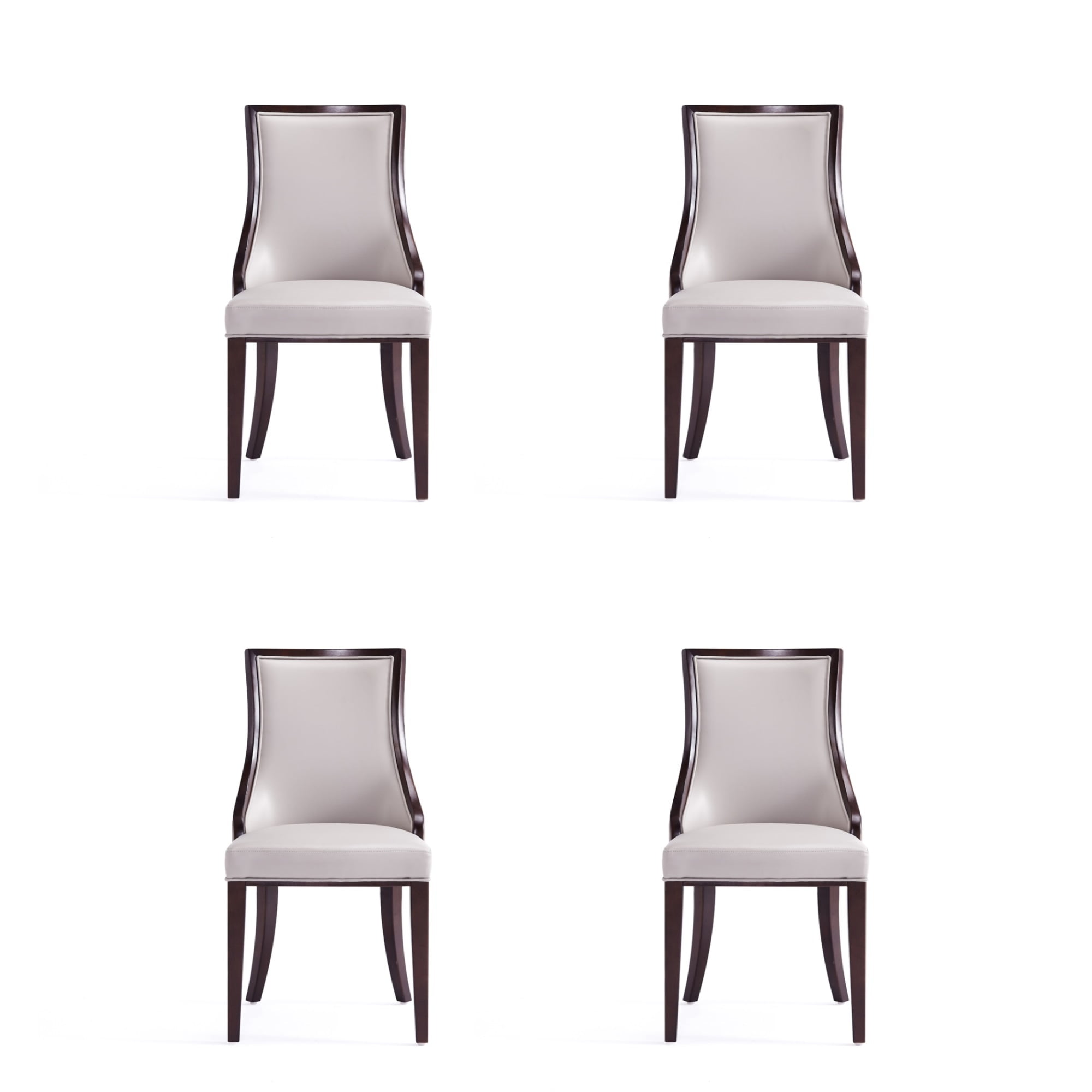 Grand Gray Faux Leather Parsons Dining Chairs with Wood Frame, Set of 4