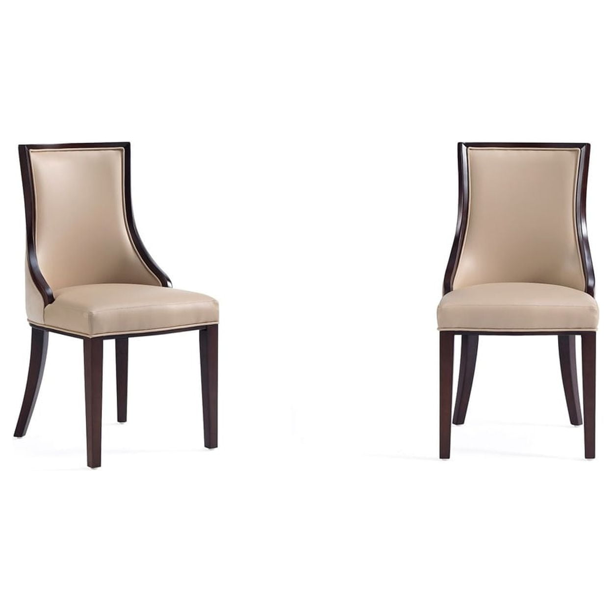 Tan Faux Leather Upholstered Parsons Side Chair with Beech Wood Legs
