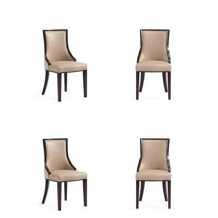 Manhattan Comfort Grand 18.5" Faux Leather Dining Chair in Tan (Set of 4)