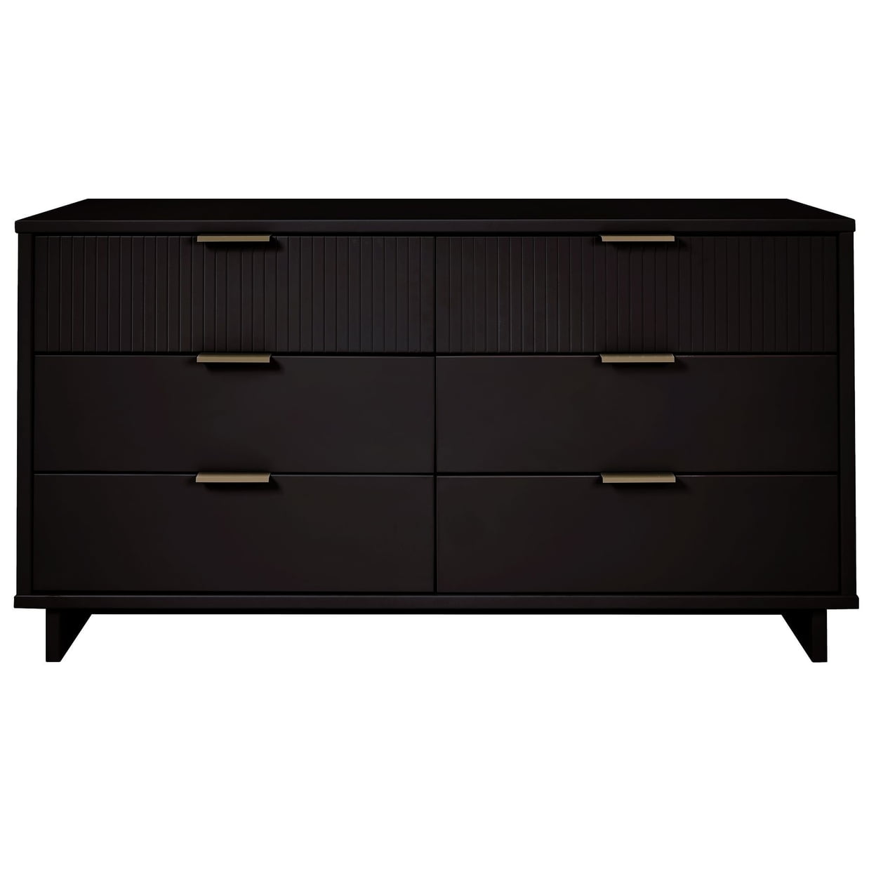 Granville Glam 6-Drawer Vertical Dresser in Black with Ribbed Detail