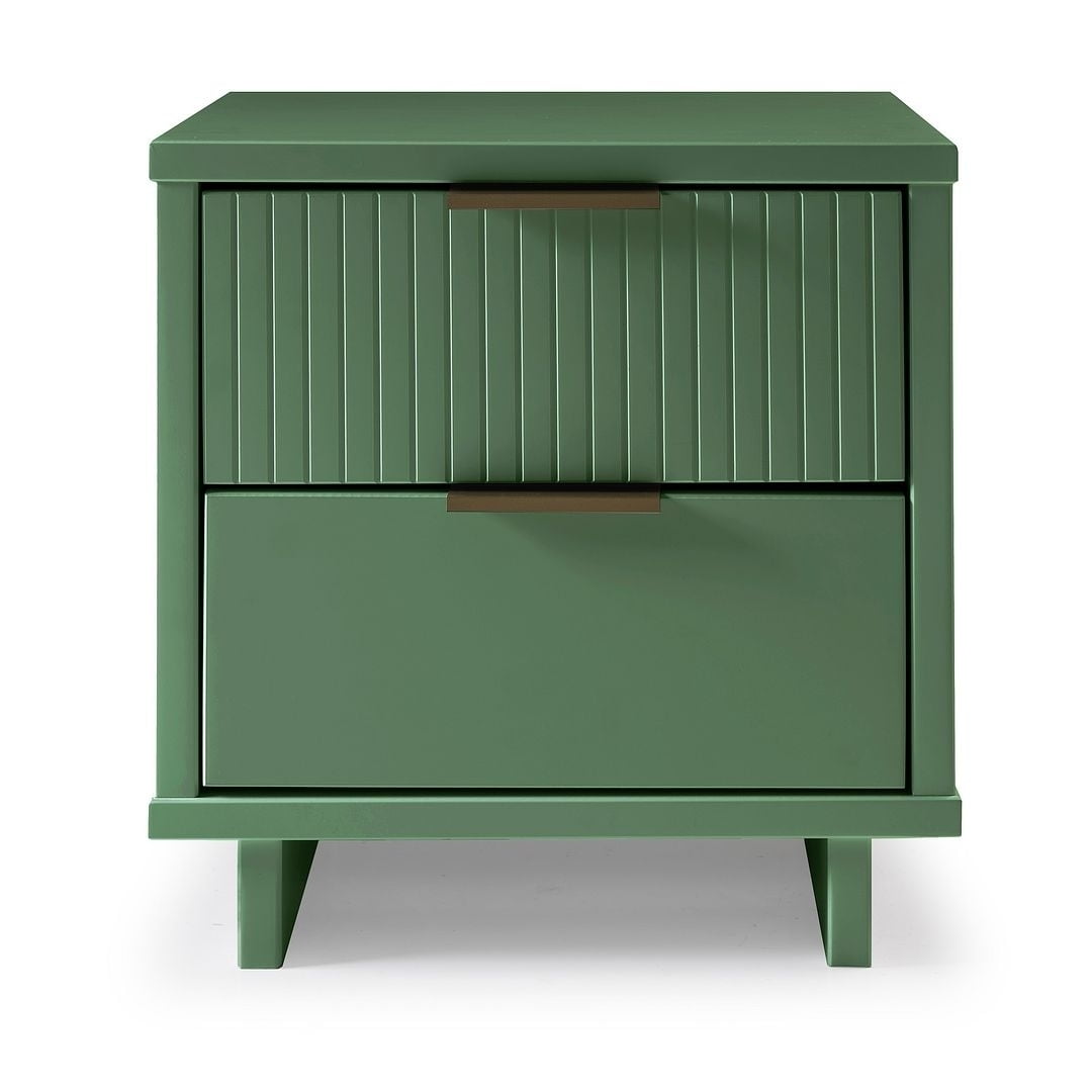 Granville Sage Green Modern Nightstand with Ribbed Drawer Front