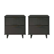 Manhattan Comfort Granville Nightstand 2.0 in Dark Gray - Solid Wood - Set of 2