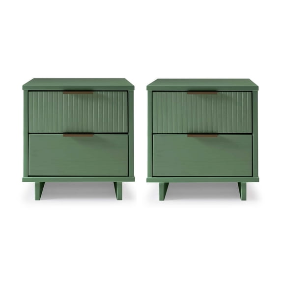 Manhattan Comfort Granville Nightstand 2.0 in Sage Green - Solid Wood - Set of 2