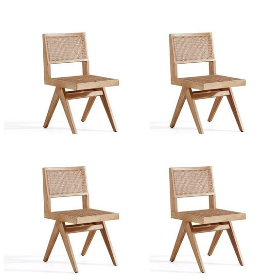 Manhattan Comfort Hamlet 17.72" Wood Dining Chair in Natural (Set of 4)
