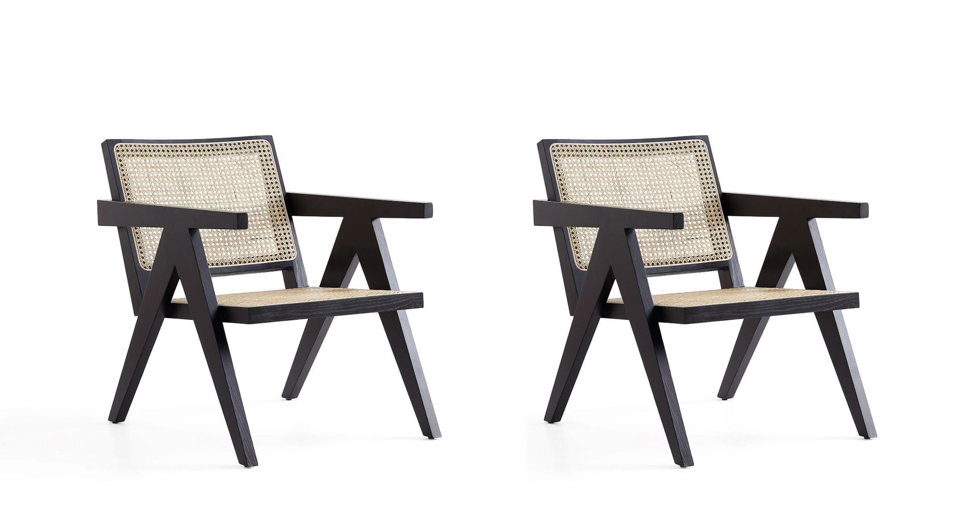 Hamlet Black and Natural Cane Wood Accent Armchair