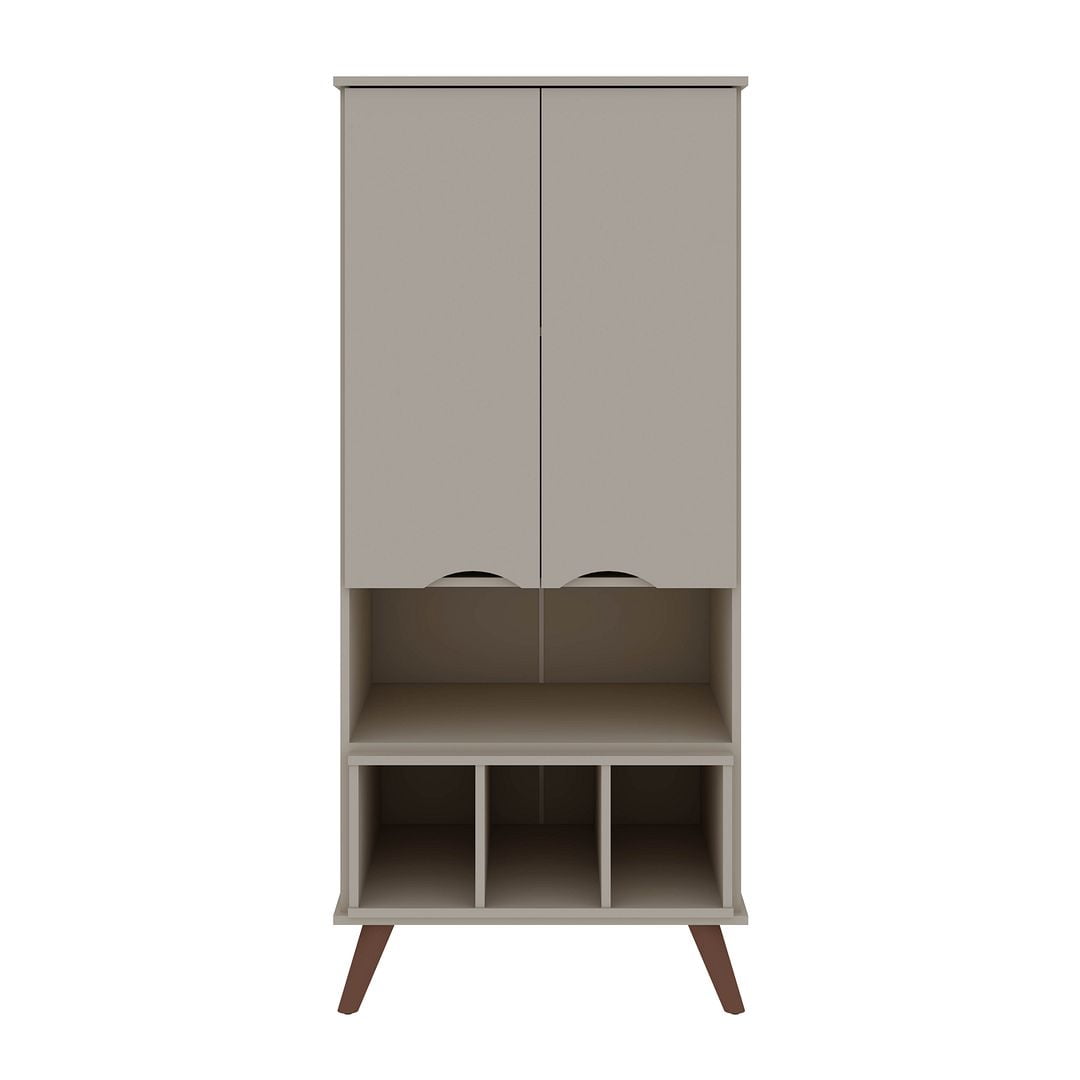 Manhattan Comfort Hampton 6-Shelf Wood Display Cabinet in Off White