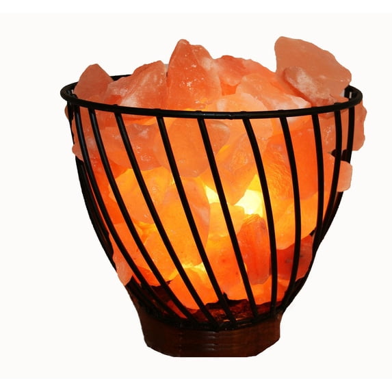 7" Himalayan Wired Basket Lamp 3.0 with Natural Rocks with dimmer