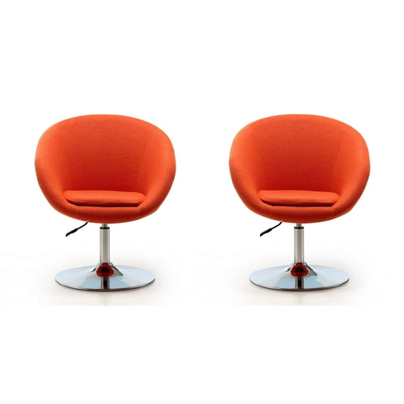 Manhattan Comfort Hopper Fabric Adjustable Height Accent Chair in Orange (2 Pc)