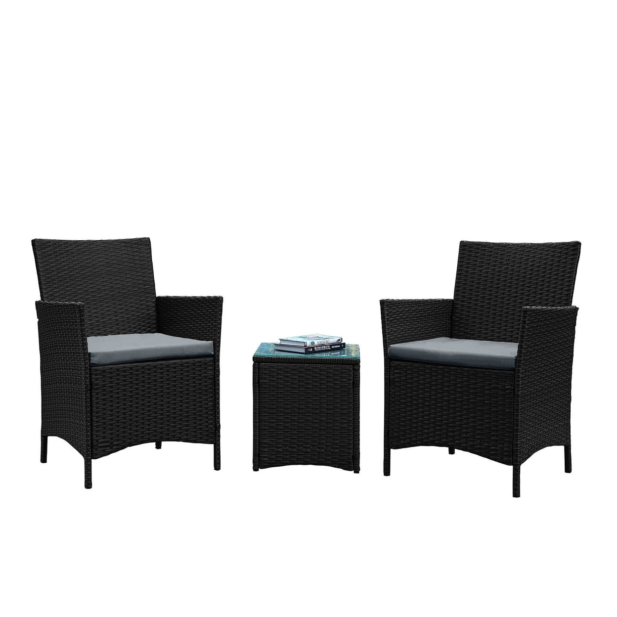 Imperia Gray Rattan and Steel 3-Piece Patio Conversation Set