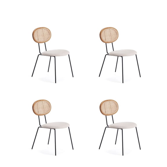 Manhattan Comfort Jardin 17.52" Fabric Dining Chair in Natural (Set of 4)