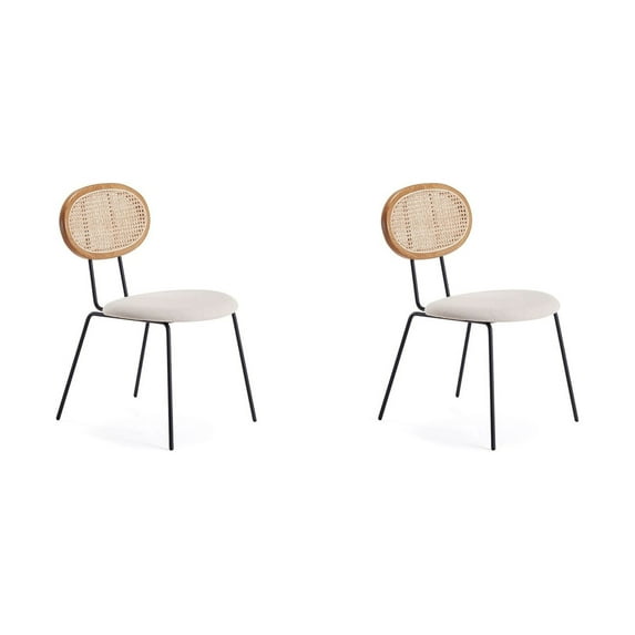 Manhattan Comfort Jardin 17.52" Rattan Dining Chair in Natural (Set of 2)