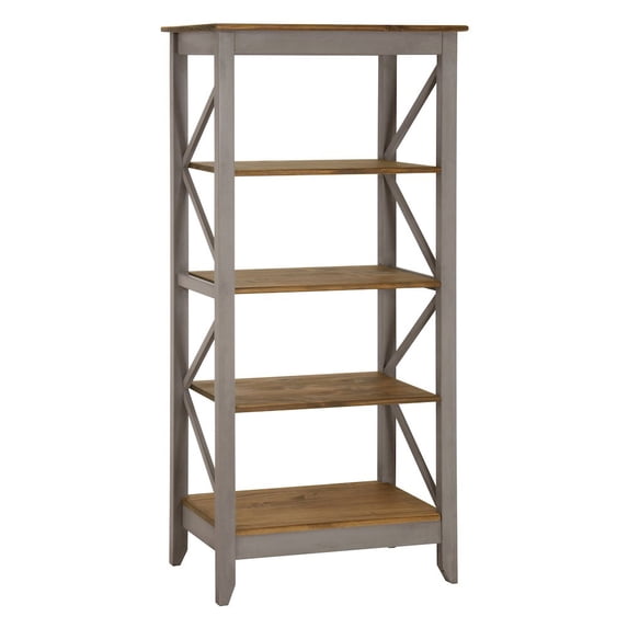 Manhattan Comfort Jay 31.5" Solid Wood Bookcase with 4 Shelves in Gray Wash