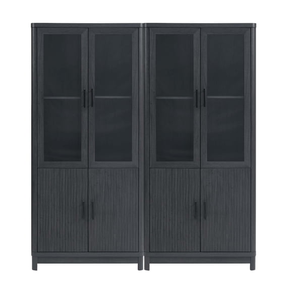 Manhattan Comfort Jodie Bookcase from Engineered Wood in Gray - Set of 2