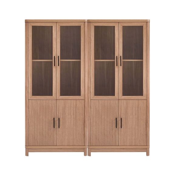 Manhattan Comfort Jodie Bookcase from Engineered Wood in Maple - Set of 2